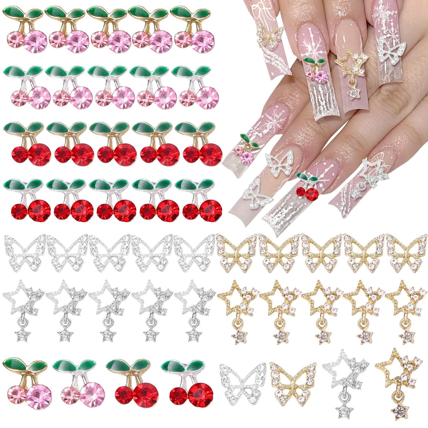 Nail Art Valentines Day - 40 Adet Alaşım Tırnak Taşlar Takılar,