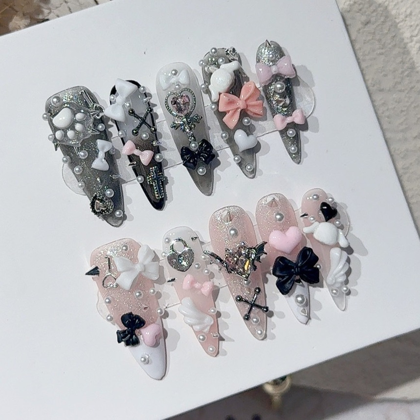 Jirai Y2K Spice Girl Siyah Pem - Nail Art Pink incelemesi ve fiyatı